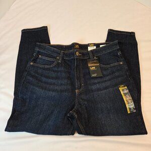 LEE Women's Legendary Mid Rise Skinny Jean Sz 16 Short  Dark Strides